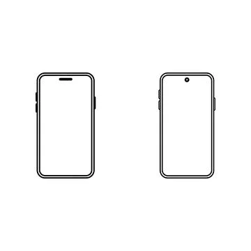 Two outline smartphone icons with different front camera styles Stock Illustration
