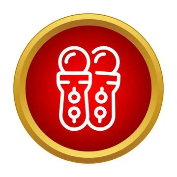 Two outline vr motion controllers inside a red and gold icon Stock Illustration