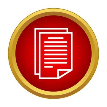 Two outlined documents on a red circle with gold border イラスト素材