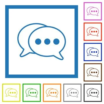 Two oval active chat bubbles outline flat framed icons 스톡 일러스트