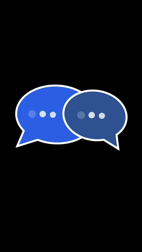 Two overlapping chat speech bubbles with three dots, blue and dark blue, on.. Stock Footage 344733245