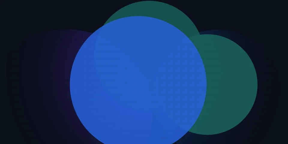 Two overlapping circles in blue and green gradient Stock Illustration