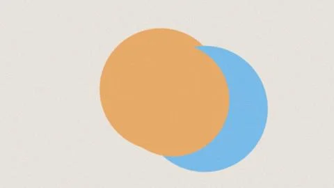 Two overlapping circles in orange and blue colors Stock Illustration