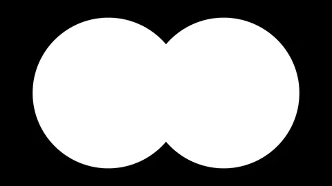 Two overlapping circles touching each other Film Matte Overlay Animation. Stock-Footage 335495384