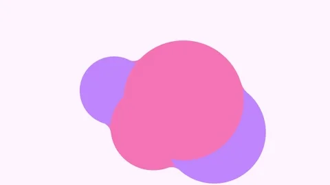 Two overlapping circles in vibrant shades of lavender and bright pink Video stock 335118222