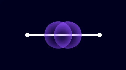 Two Overlapping Circular Energy Nodes Connected Along Horizontal Axis 스톡 동영상 346803953