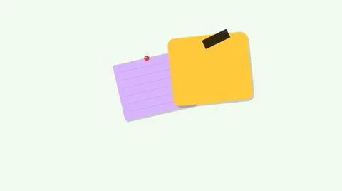 Two overlapping colorful sticky notes with pin Stock Illustration