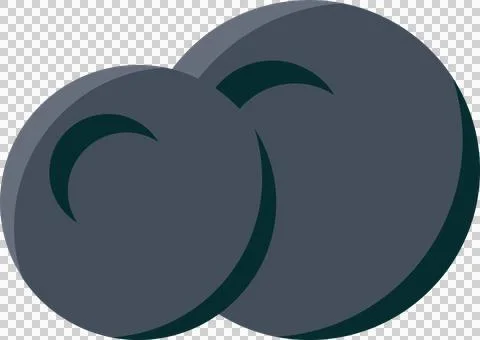 Two overlapping dark grey circles are showing shaded arcs in flat style, Illustrazione stock