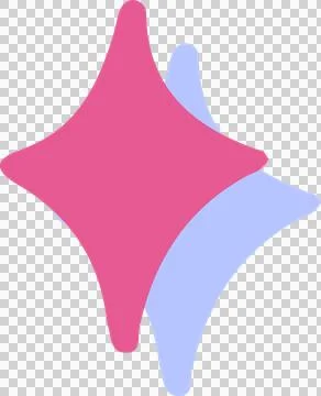 Two overlapping four-pointed star shapes are sparkling in flat design, with Stock Illustration