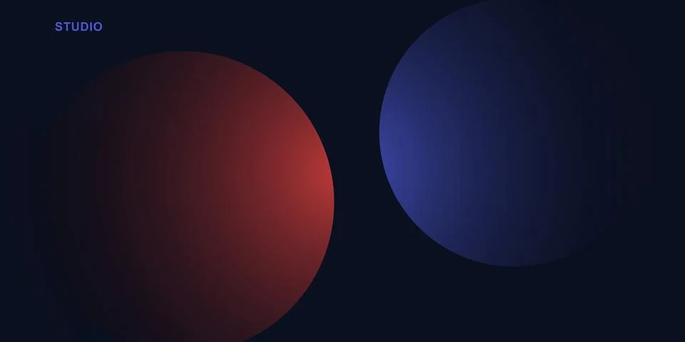 Two overlapping glowing circles in dark space Stock Illustration