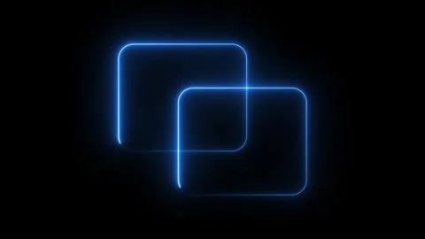 Two overlapping glowing neon blue square frames Stock-Footage 347661607