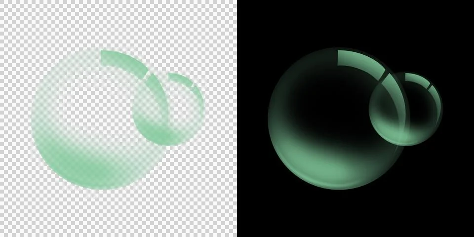 Two overlapping green bubbles isolated on transparent background Stock Illustration