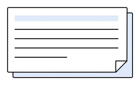 Two overlapping sheets of lined paper with text space, white borders, and sli Stock Illustration