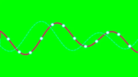 Two overlapping sine waves with data points on a vibrant green background Stock Footage 340267105