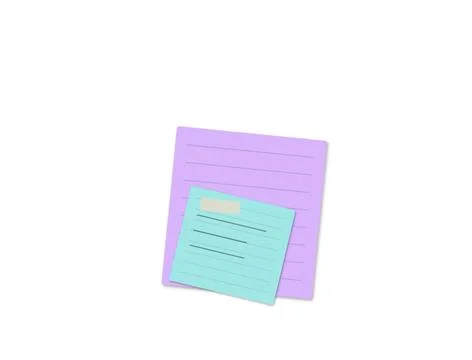Two overlapping sticky notes with grid and text 库存插图