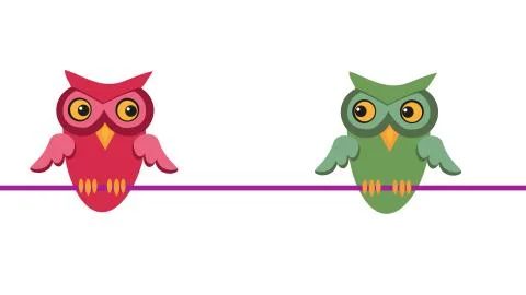 Two owls flirting Stock Illustration