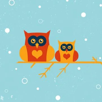 Two owls Stock Illustration