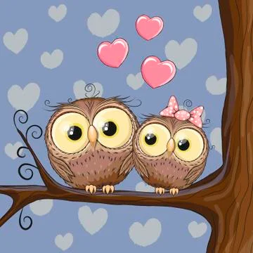 Two Owls Stock Illustration