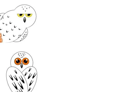 Two owls on a white background, sits with his back Stock Illustration