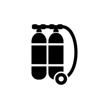 Two oxygen containers for diving icon flat image Stock Illustration