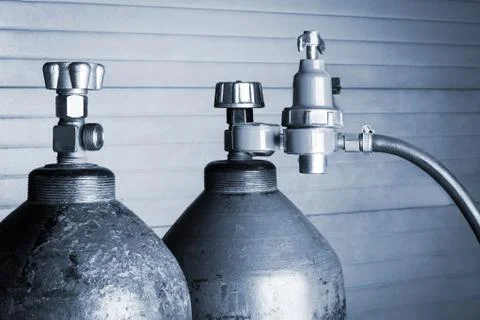 Two oxygen cylinders Foto stock