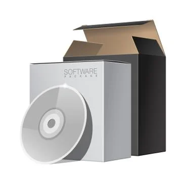 Two Package Box Opened with DVD Or CD Disk. 库存插图