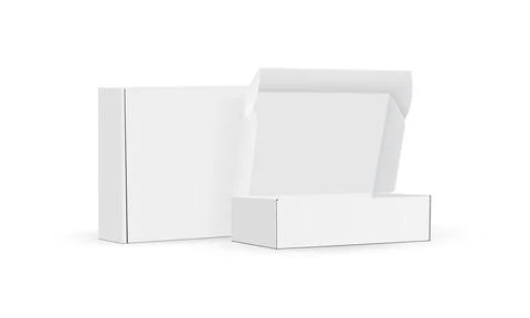 Two Packaging Boxes Mockups, Open and Closed, Side View Stock Illustration