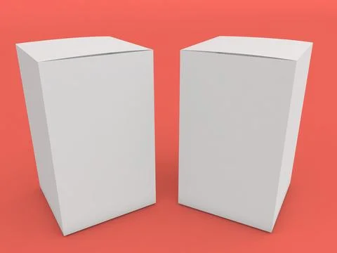Two packing boxes on a red background. 3d render illustration. Stock Illustration