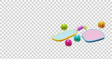 Two paddle rackets for playing pickleball with balls Illustrazione stock