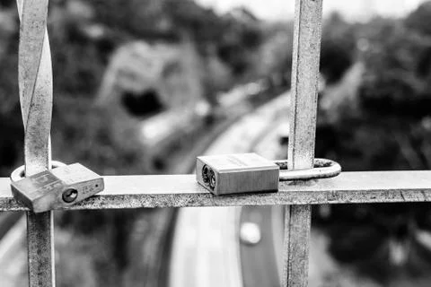 Two padlocks freeway Stock Photos