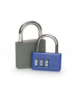 Two padlocks on white Stock Photos