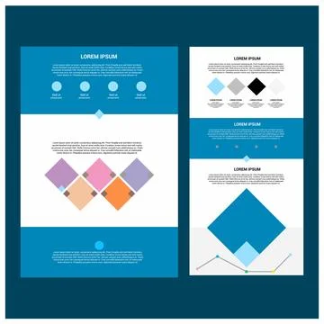 Two Page Website Template and Different Header Designs. イラスト素材