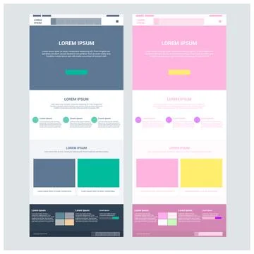 Two Page Website Template and Different Header Designs. イラスト素材