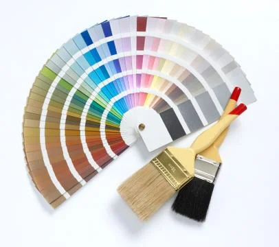 Two paint brush and color chart Stock Photos