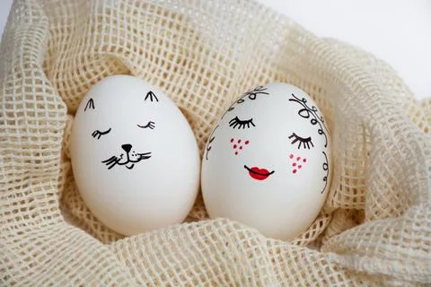 Two Painted Easter eggs in bag Stock Photos