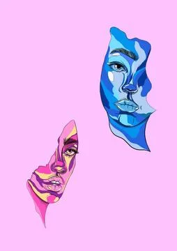 Two Painted Girls Illustrazione stock