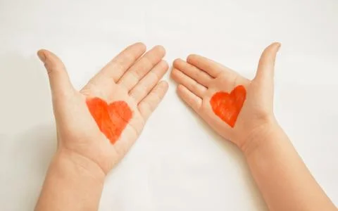 Two painted hearts Stock Photos