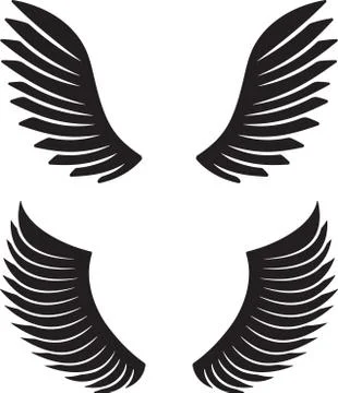 Two pair of black vector wings for your design 库存插图