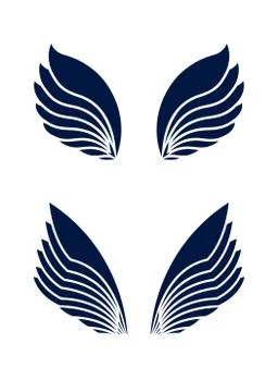 Two pair of decorative vector wings isolated on white. 스톡 일러스트