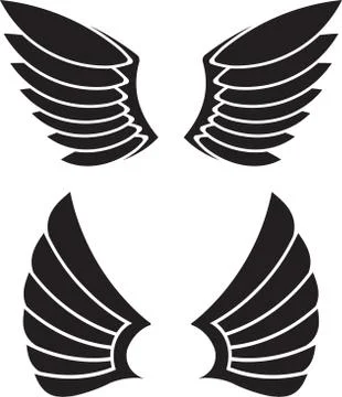 Two pair of vector wings for your design. Stock Illustration