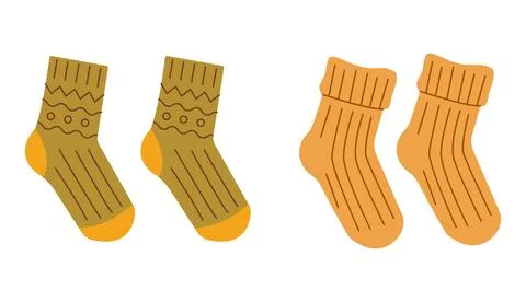 Two pairs of cute socks with a minimalistic geometric pattern. Vector Stock Illustration
