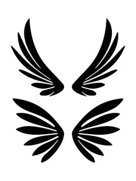 Two pairs of decorative vector wings isolated on white. Ilustración de archivo