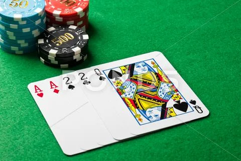 Two pairs in a poker game Stock Photos