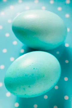 Two pale blue Easter eggs Stock Photos