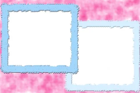 Two pale blue frames on pink for your text Stock Illustration
