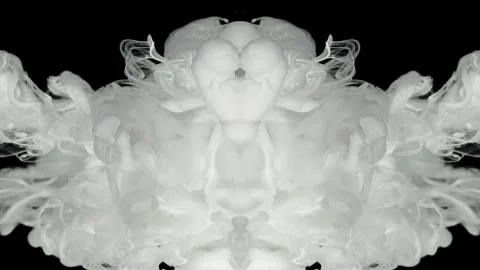 Two pale ink masses face each other across a black void Stock-Footage 338109586