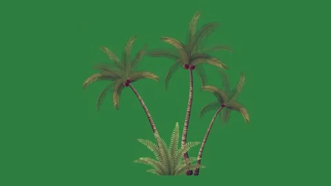 Two palm trees on a and isolated on green screen background Stock-Footage 336858698