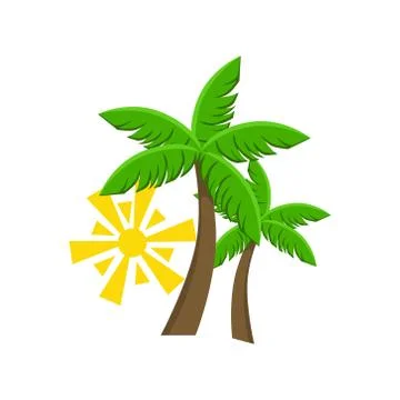 Two Palm Trees And Sun Stock Illustration