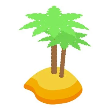 Two palm trees growing on a desert island Stock Illustration