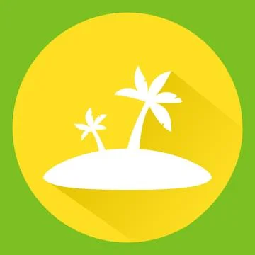 Two palm trees on an icon with a tropical summer landscape. Stock Illustration